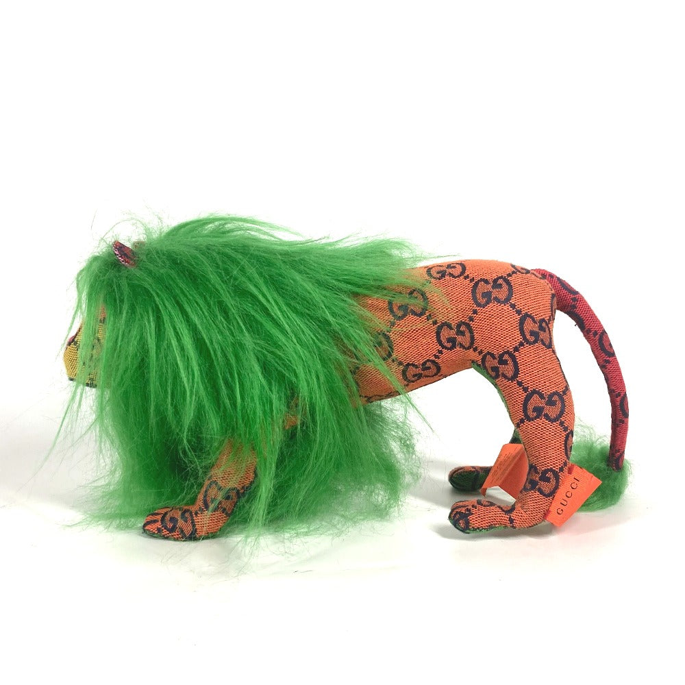 GUCCI Plush Doll 670235 GG canvas green GG Decorative Lion Women