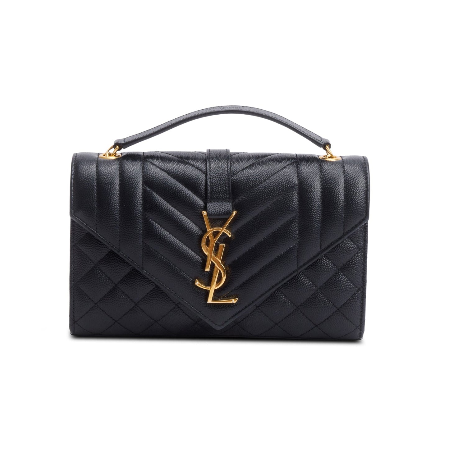 Saint Laurent Black Grained De Poudre Small Envelope Crossbody Bag