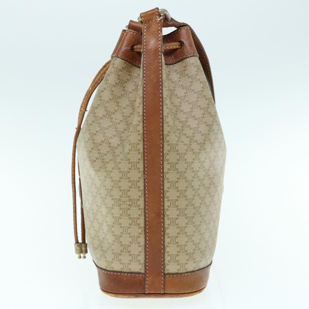 Luxury CELINE Macadam Canvas Shoulder Bag Beige  62765