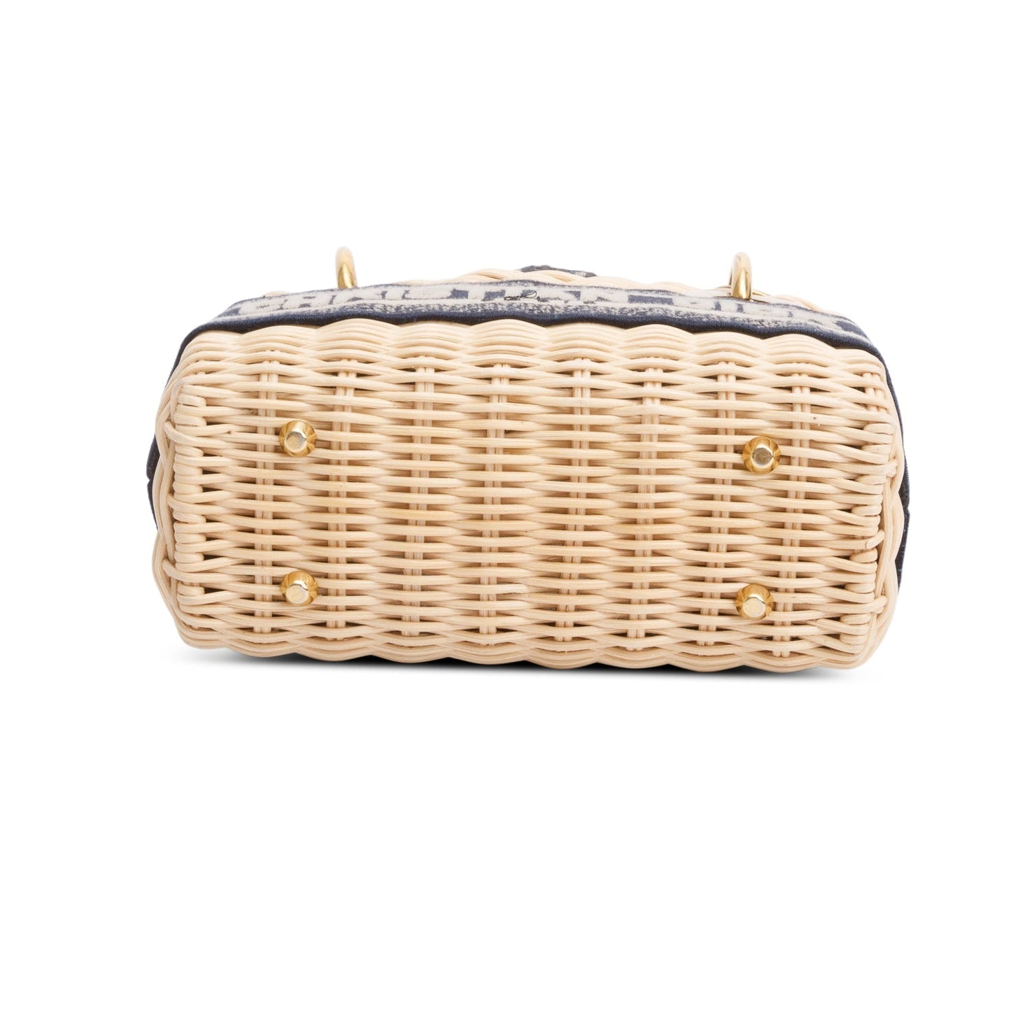 Christian Dior 2022 Wicker Navy Oblique Mini Lady Dior Bag