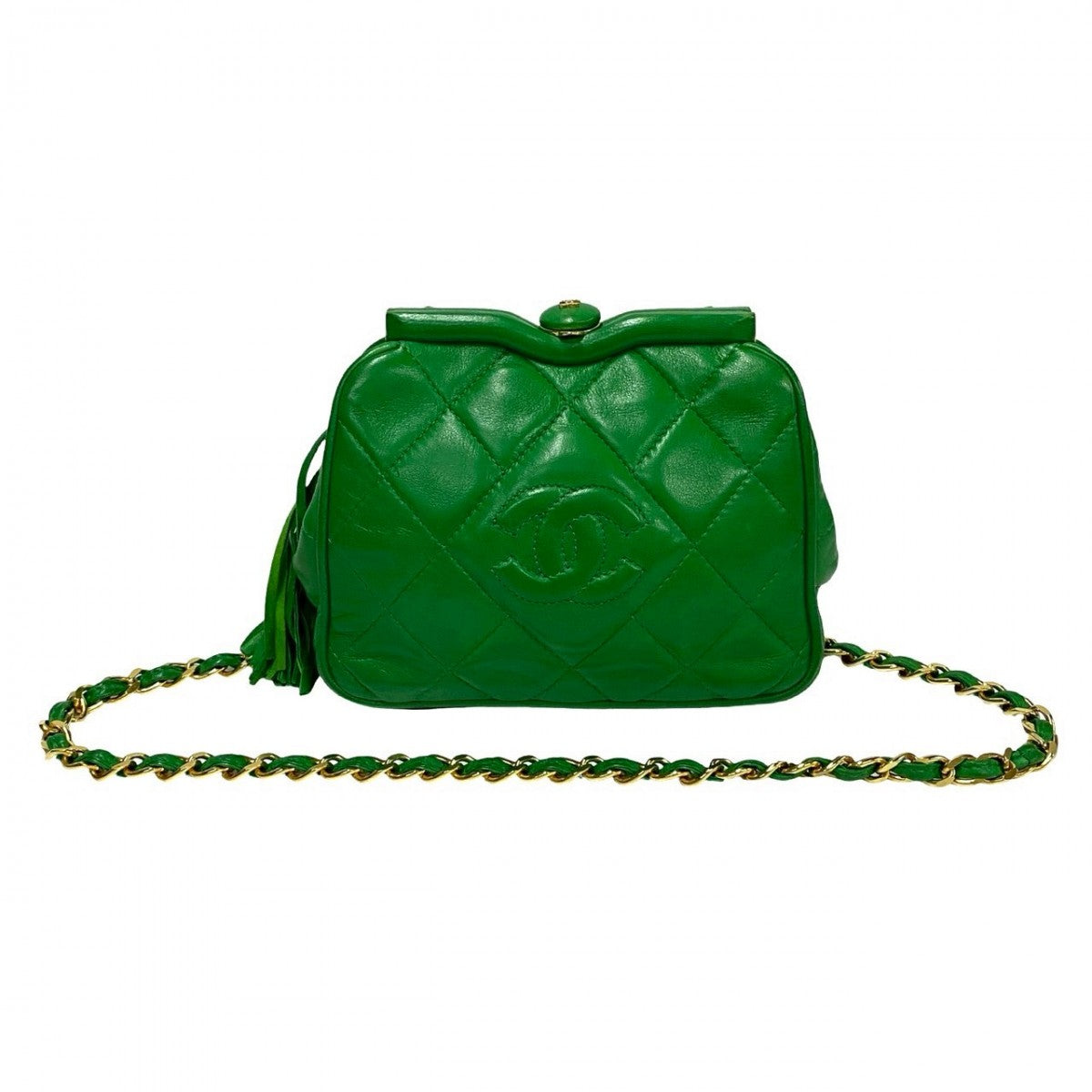CHANEL Shoulder Bag lambskin green COCO Mark Women