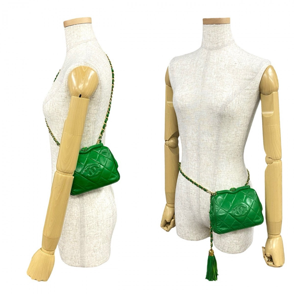 CHANEL Shoulder Bag lambskin green COCO Mark Women