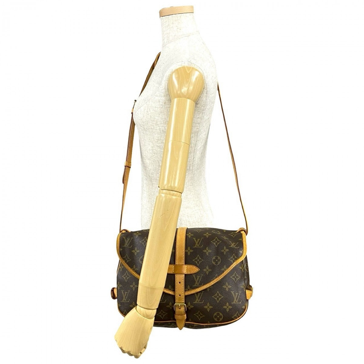 LOUIS VUITTON Shoulder Bag M42256 Leather, PVC Brown Monogram Saumur 30 mens(Unisex)