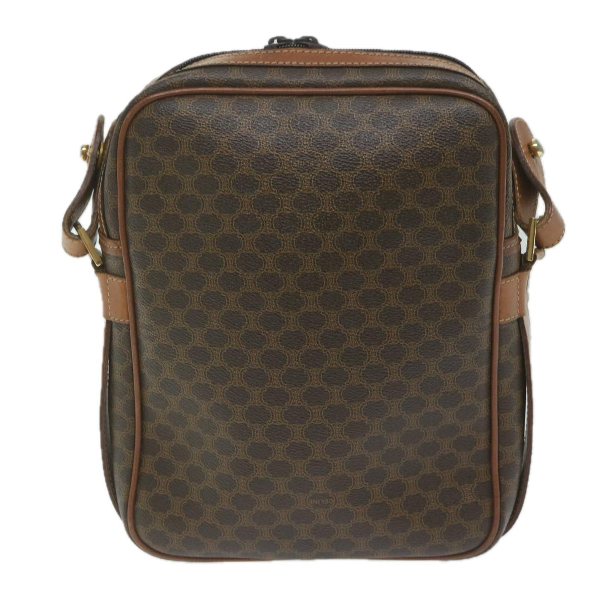 Luxury CELINE Macadam Canvas Shoulder Bag PVC Leather Brown  62822