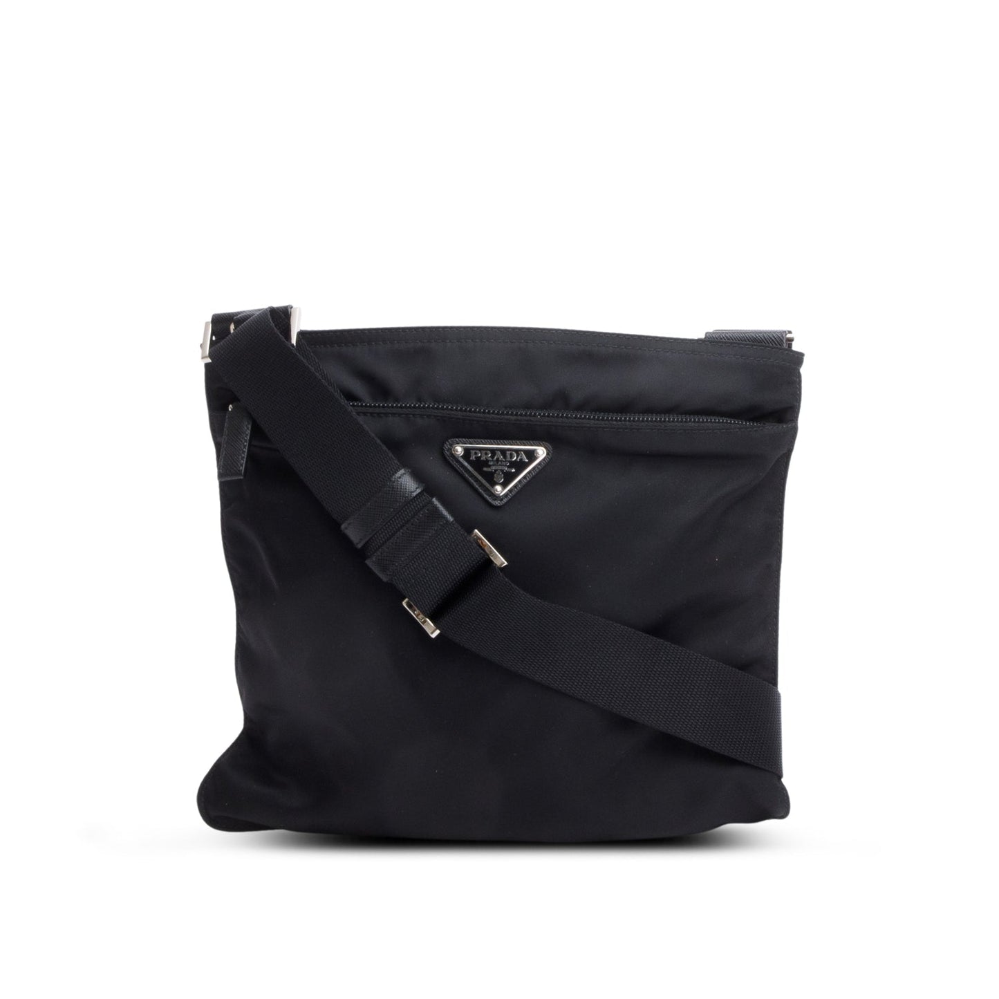 Prada Black Tessuto Nylon Vela Flat Messenger Bag
