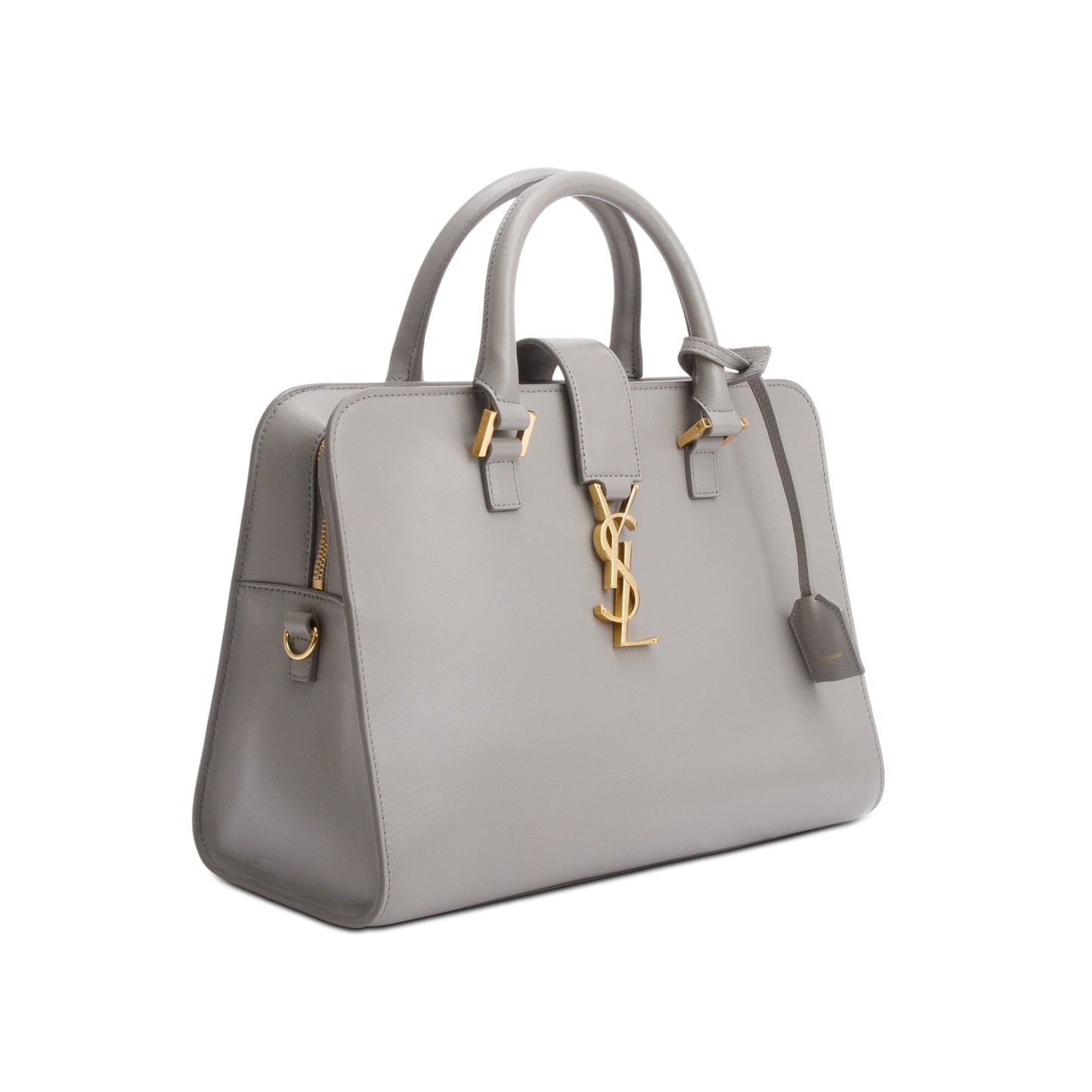 Saint Laurent Grey Calfskin Leather Small  Cabas Tote Bag