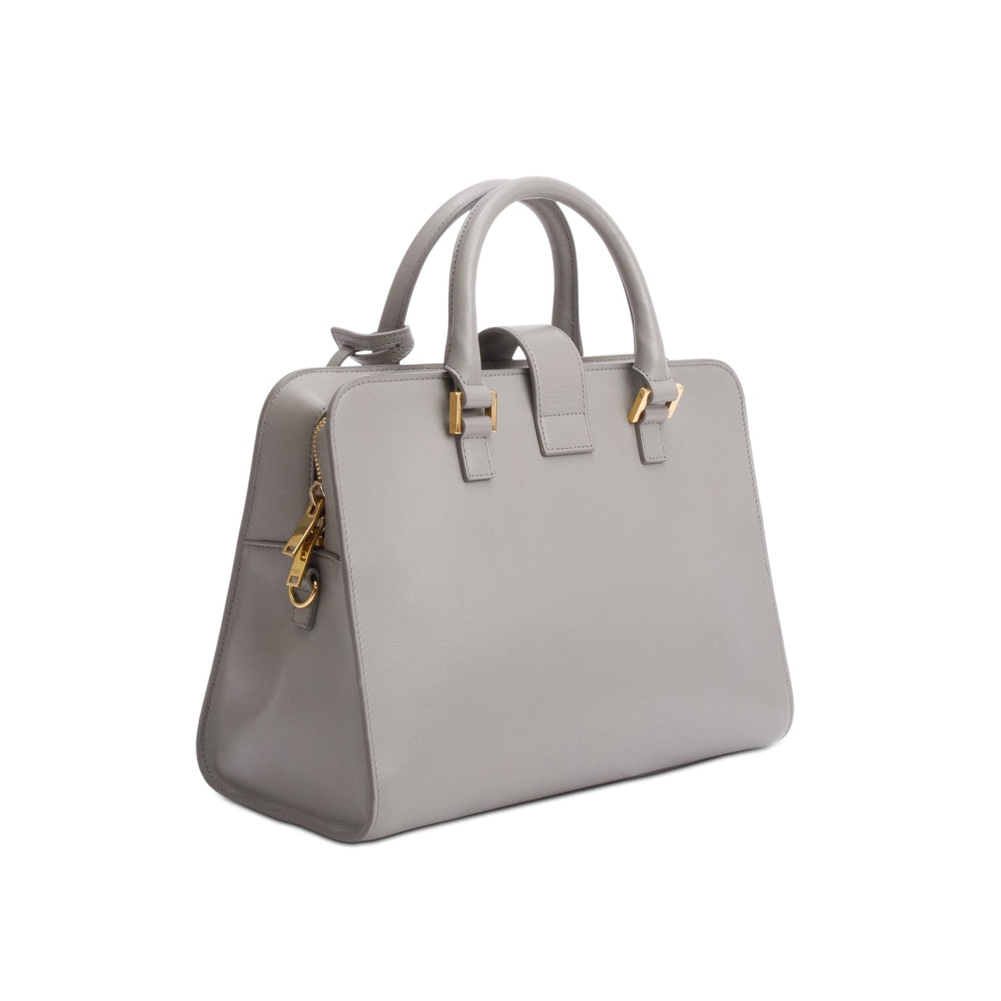 Saint Laurent Grey Calfskin Leather Small  Cabas Tote Bag