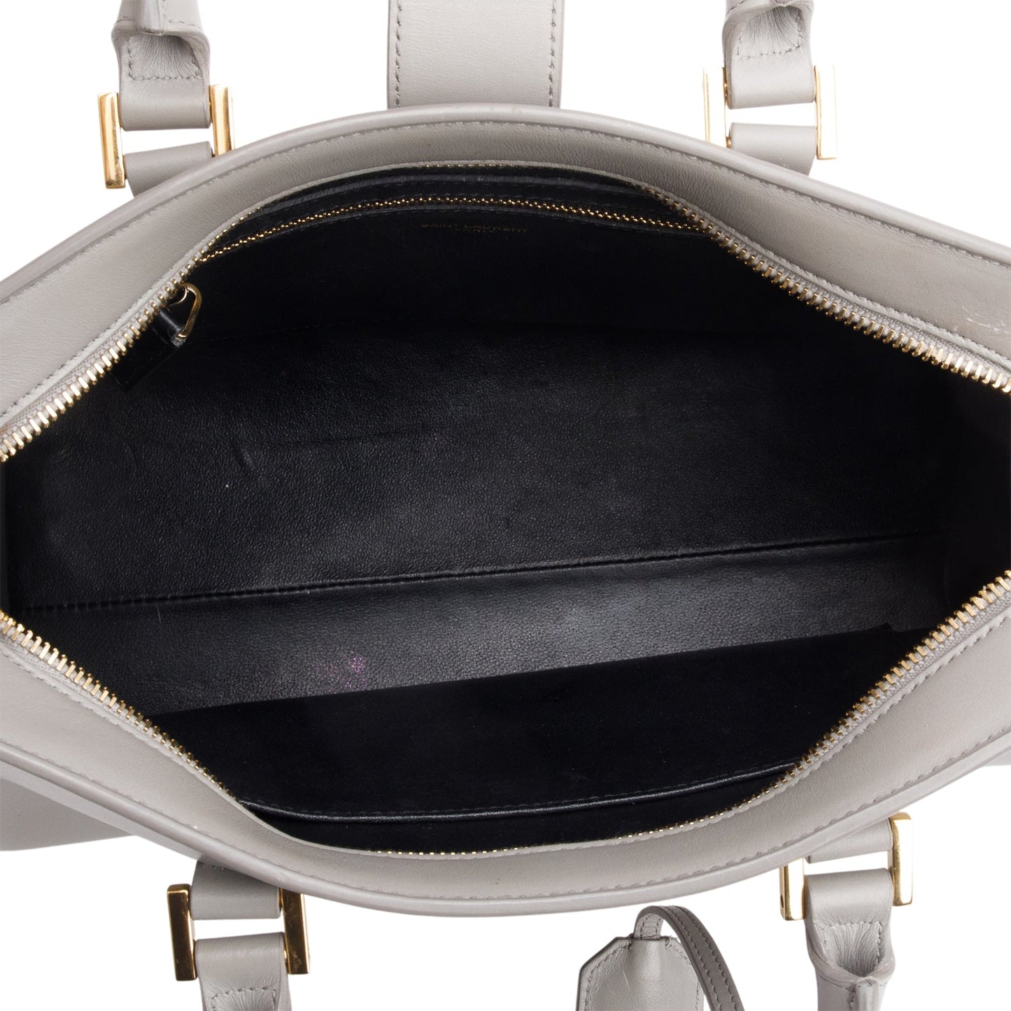 Saint Laurent Grey Calfskin Leather Small  Cabas Tote Bag