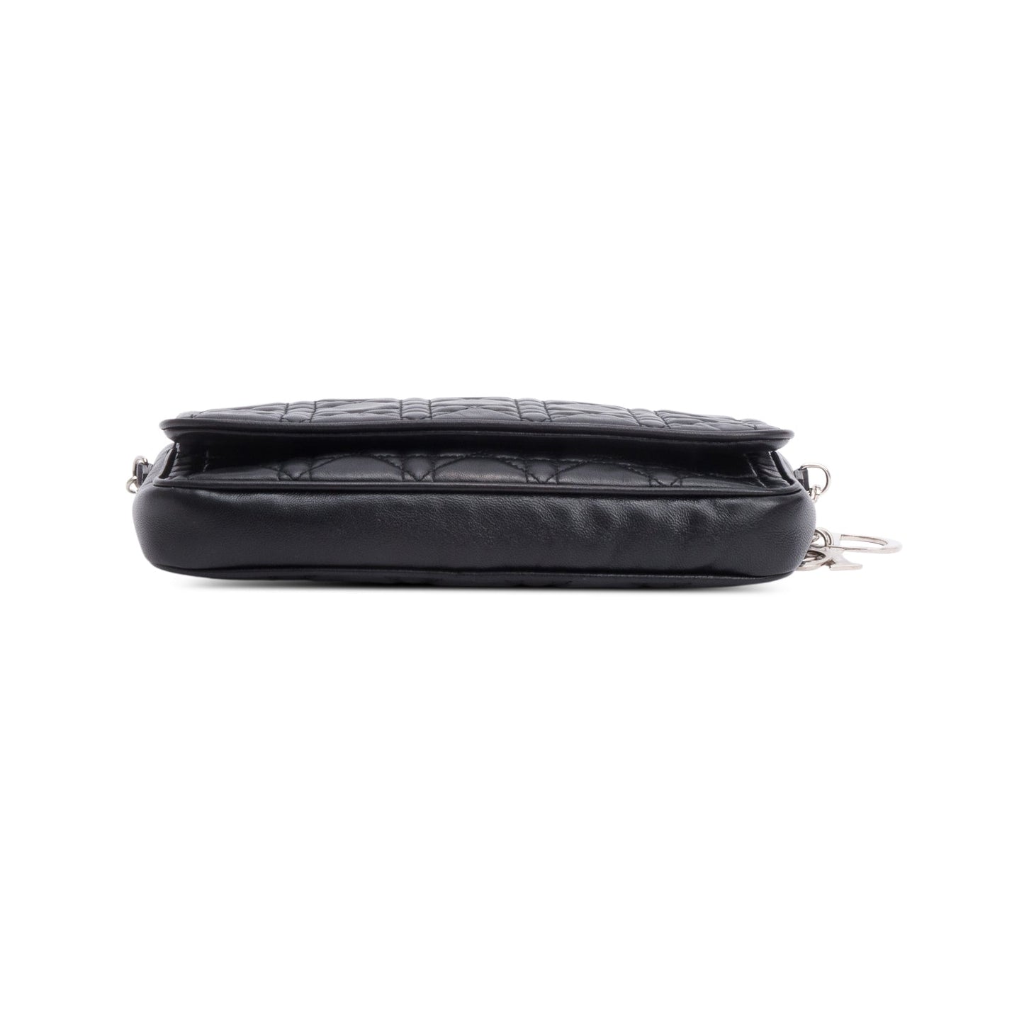 Christian Dior Black Cannage Lambskin Leather Wallet on Chain
