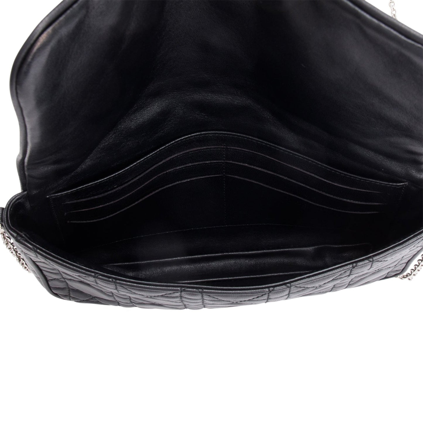 Christian Dior Black Cannage Lambskin Leather Wallet on Chain