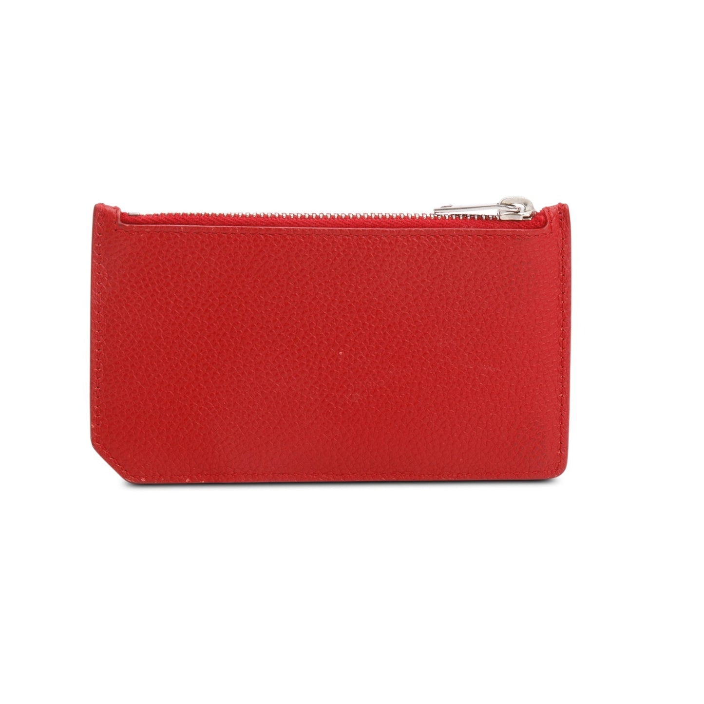 Saint Laurent Red Calfskin Leather Paris Fragments Zipped Card Case