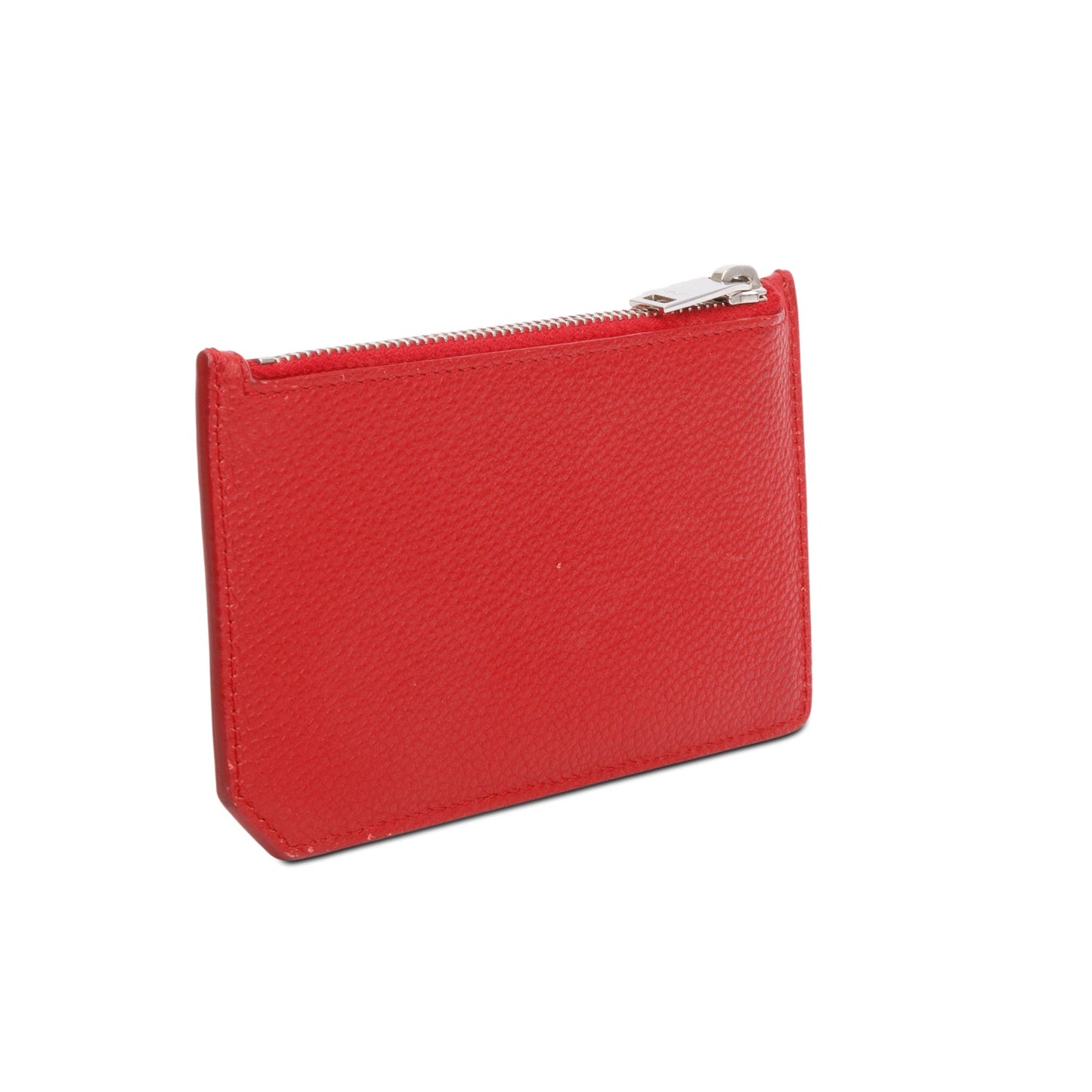 Saint Laurent Red Calfskin Leather Paris Fragments Zipped Card Case