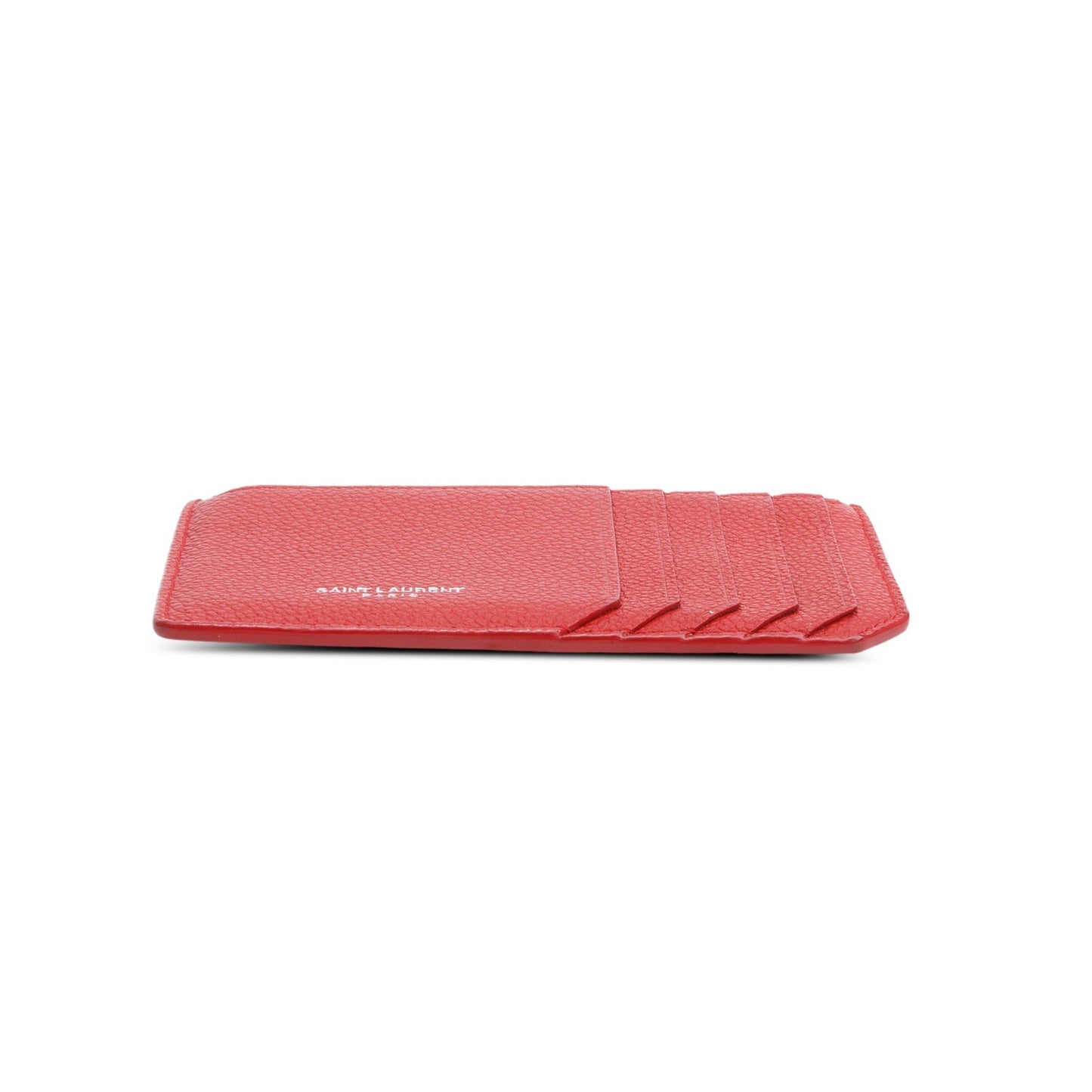 Saint Laurent Red Calfskin Leather Paris Fragments Zipped Card Case