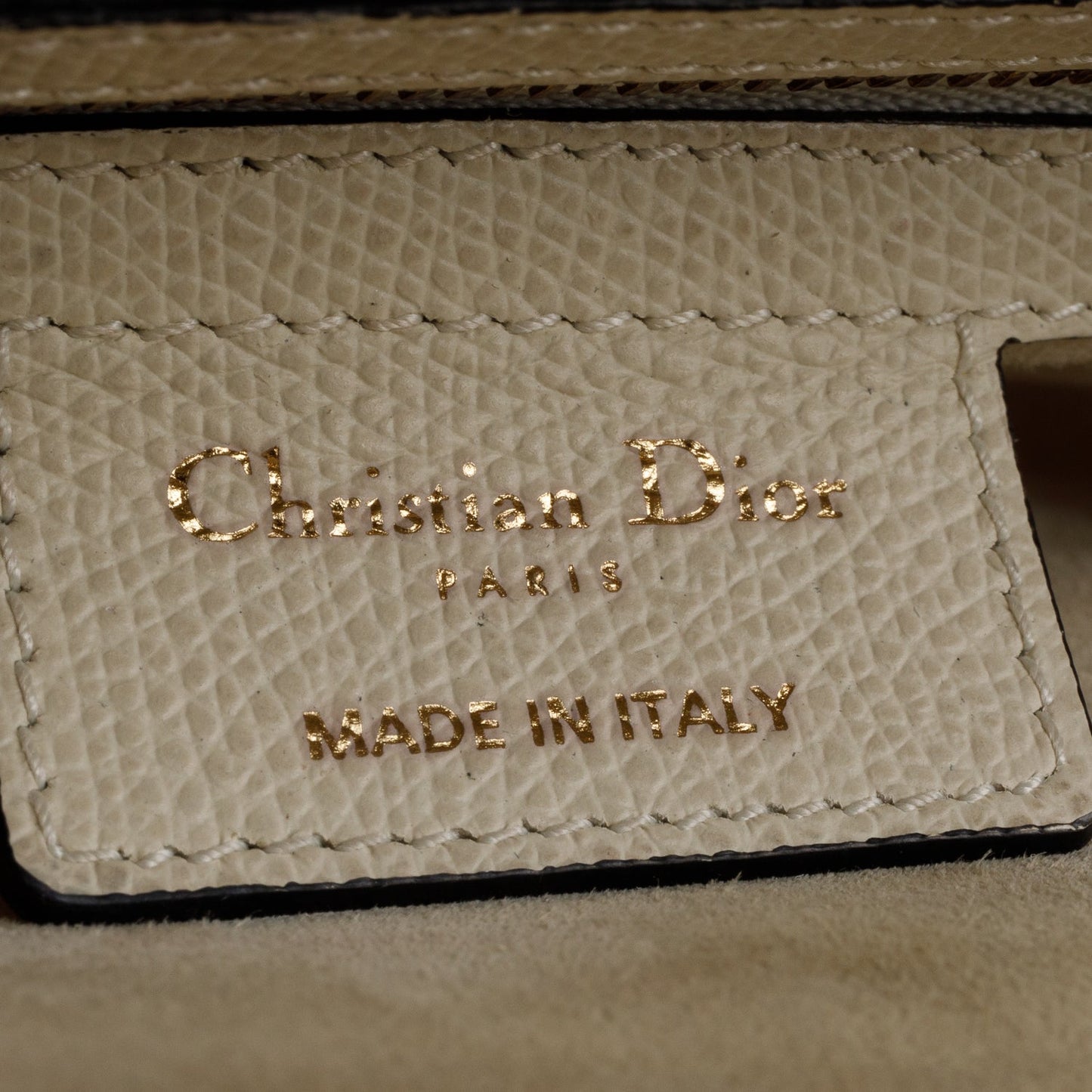 Christian Dior White Grained Calfskin Leather Medium Saddle Bag