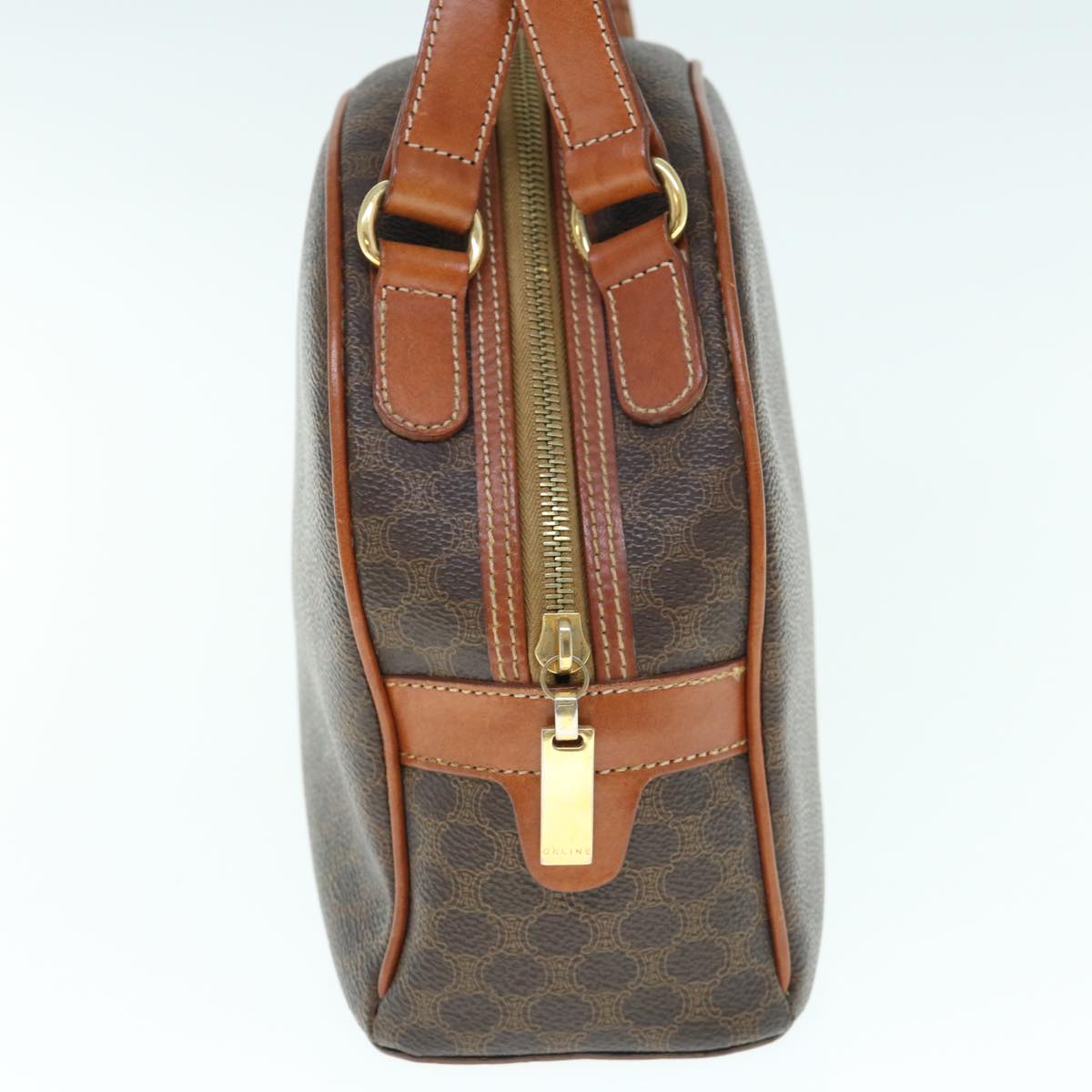 Luxury CELINE Macadam Canvas Hand Bag PVC Leather Brown  62926