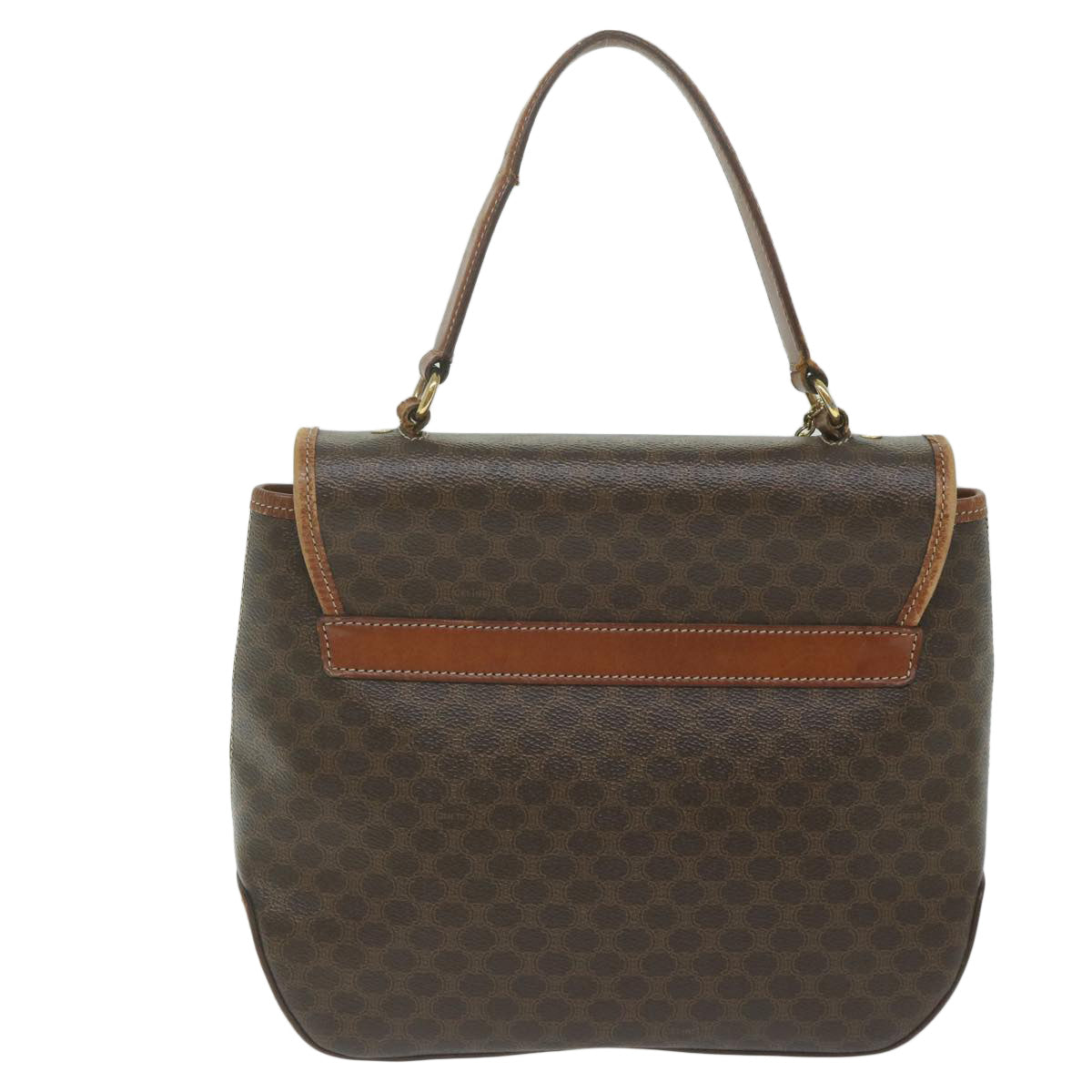 Luxury CELINE Macadam Canvas Hand Bag PVC Leather 2way Brown  62941