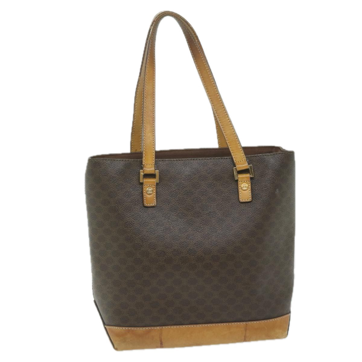 Luxury CELINE Macadam Canvas Shoulder Bag PVC Leather Brown  62944
