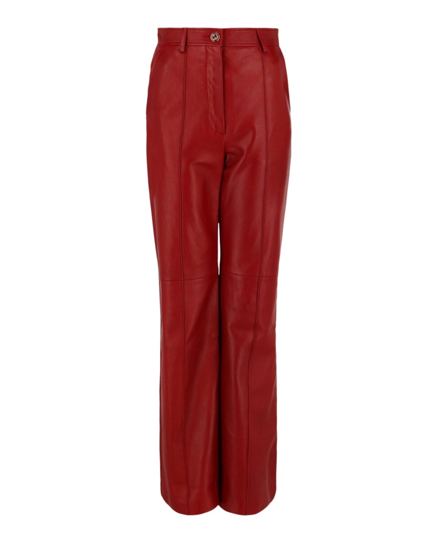 Gucci Womens Leather Pleated Flared Pants