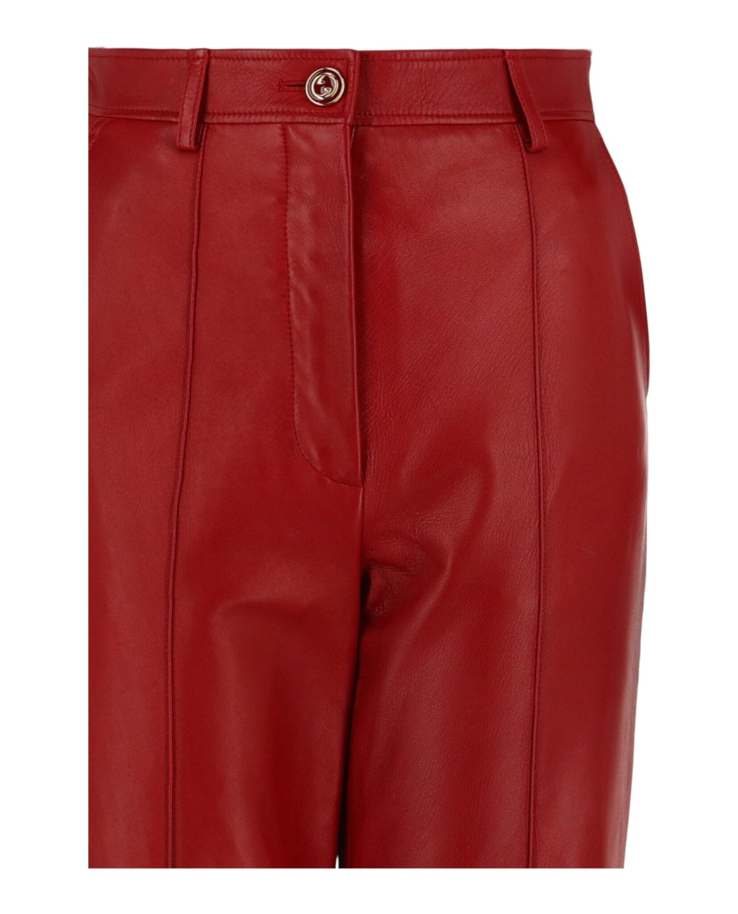 Gucci Womens Leather Pleated Flared Pants