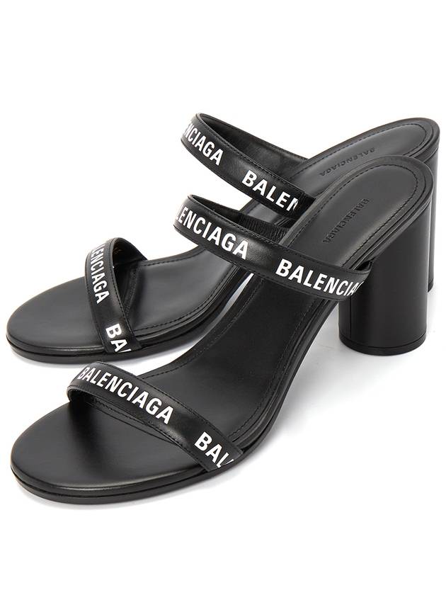 Luxury Balenciaga Trending 2026 WoMen's Leather Logo Round Sandal Heels Black