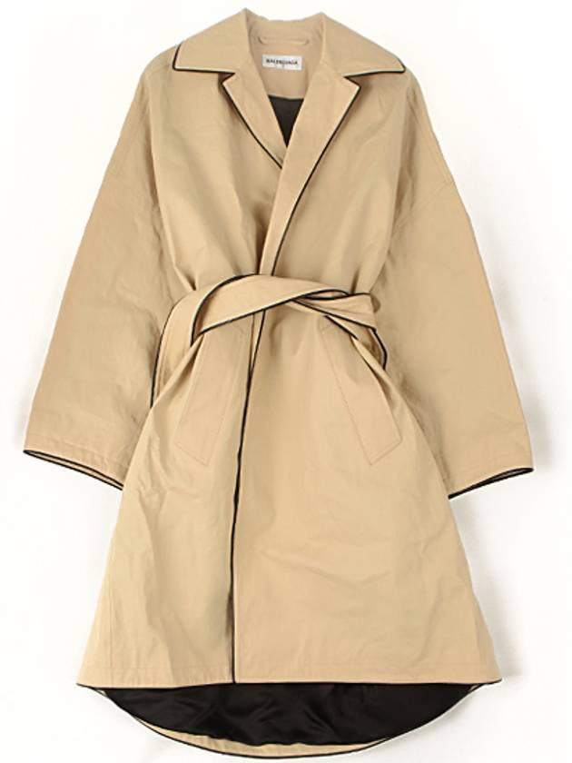 Luxury Balenciaga Trending 2026 Line Detail Belt Single Coat Beige