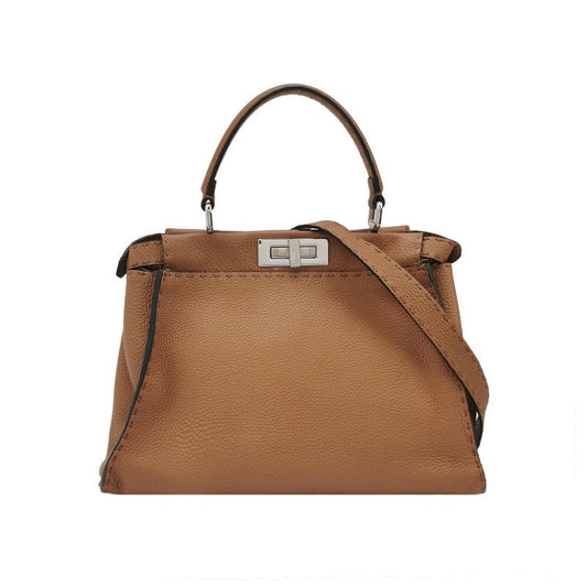 Fendi Peekaboo ISeeU Sellier Medium Calfskin Leather Tan Brown