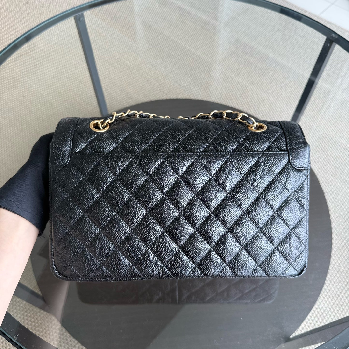 Chanel Seasonal Two-tone Flap Medium - Caviar Quilted Black Gold Hardware Series 22