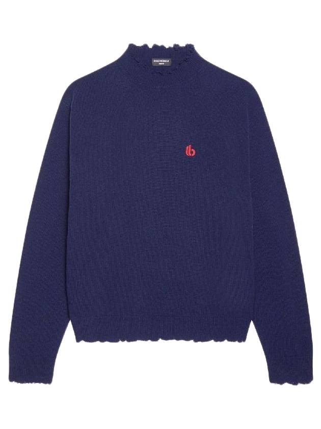 Luxury Balenciaga Trending 2026 B Logo Knit Top Navy