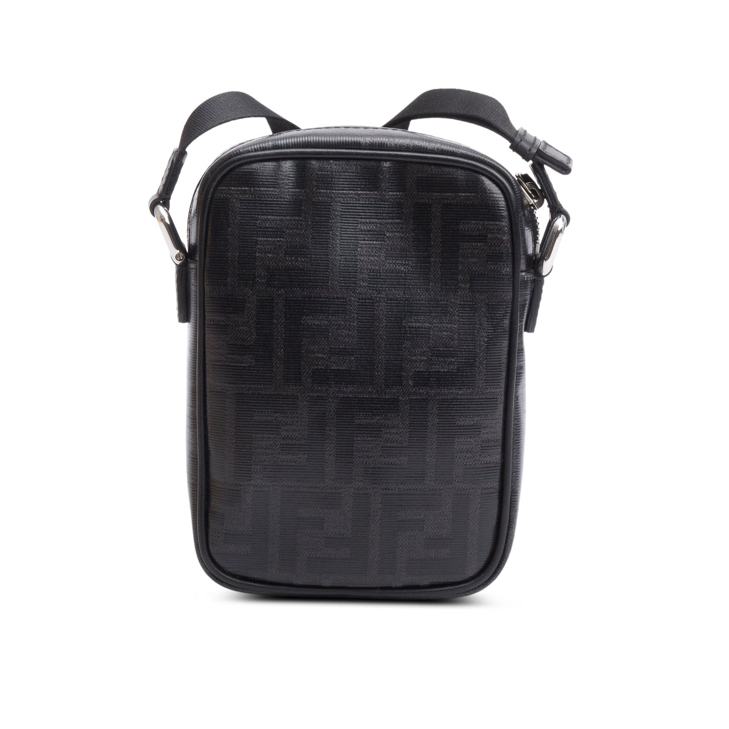 Fendi Black FF Zucca Coated Canvas Black Leather 1974 Double F Mini Camera Bag