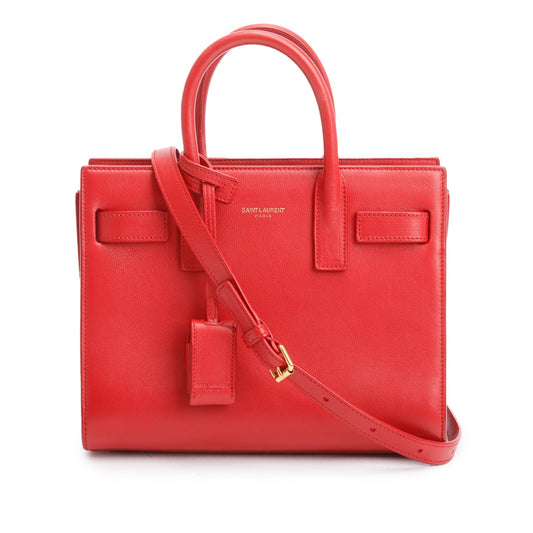 Saint Laurent Red Smooth Leather Nano Sac De Jour
