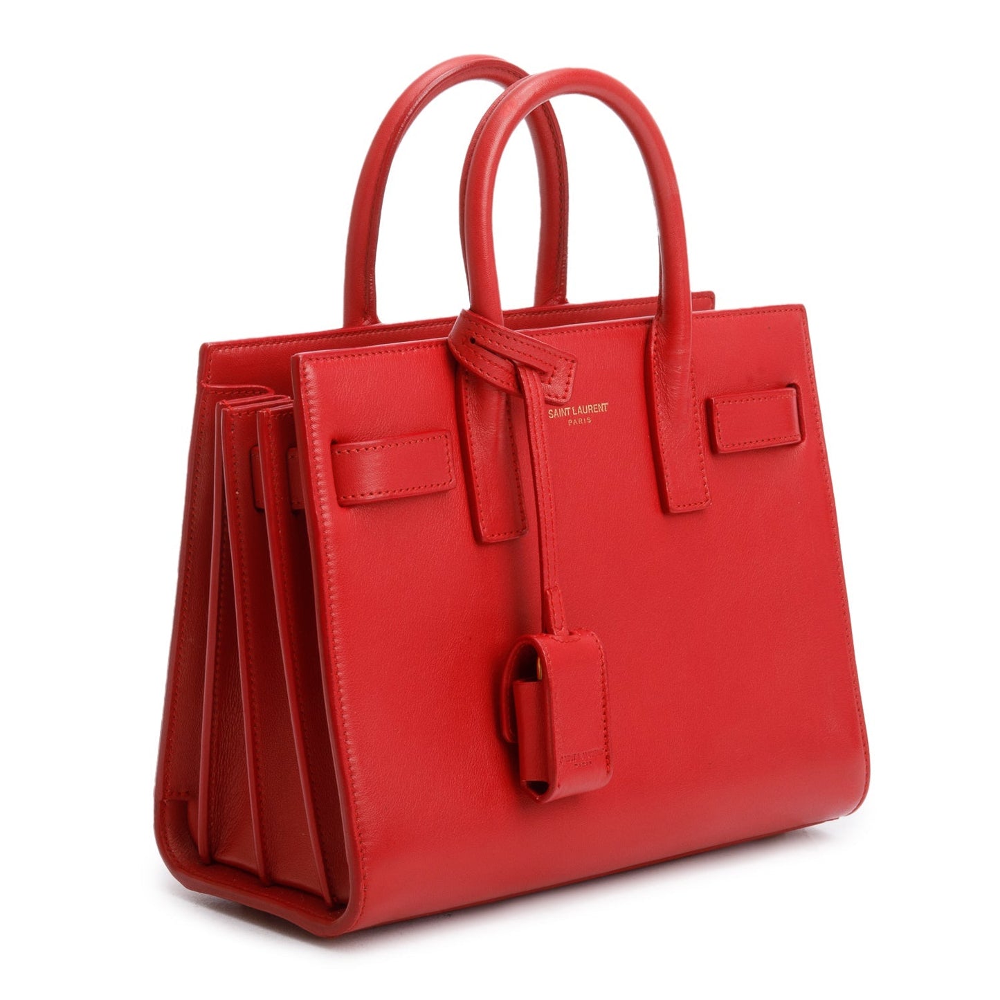 Saint Laurent Red Smooth Leather Nano Sac De Jour