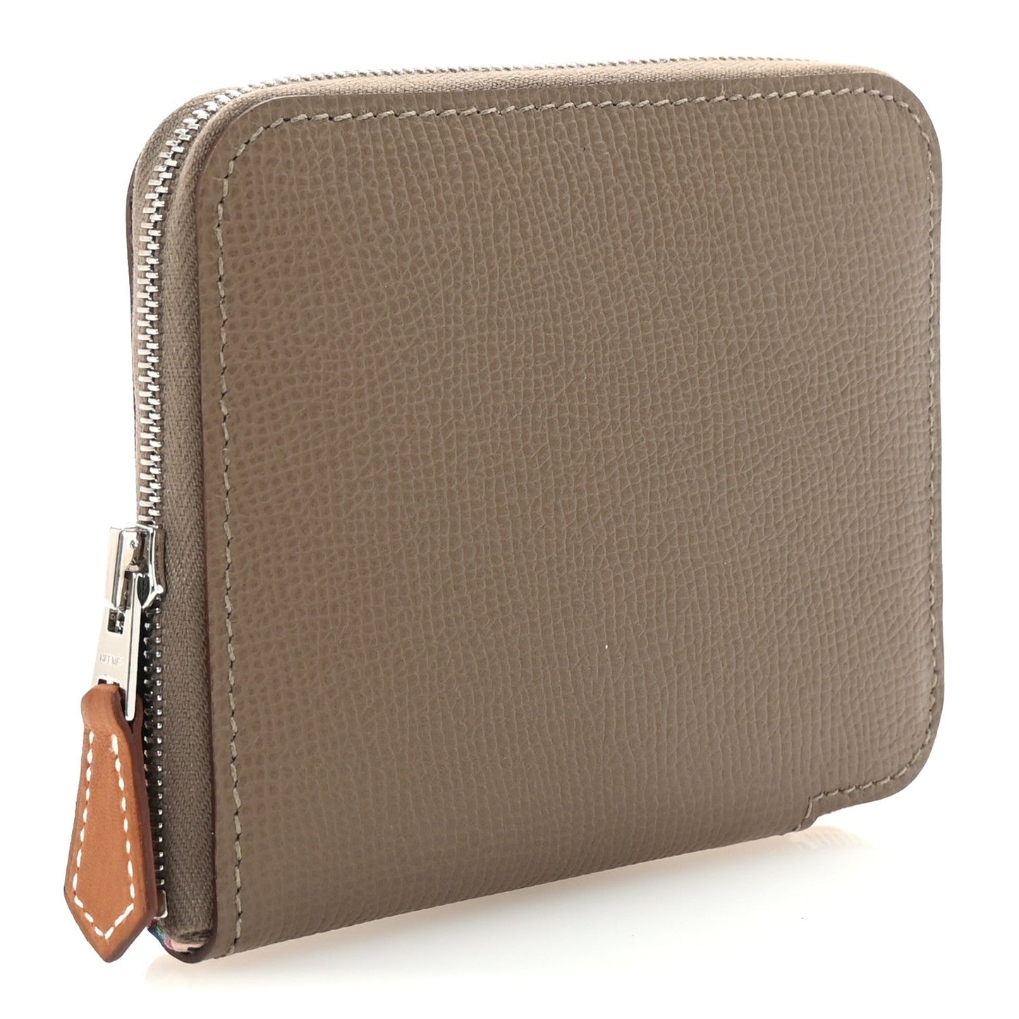Hermes Epsom Silk'in Compact Wallet Etoupe Cassis Vert Fizz
