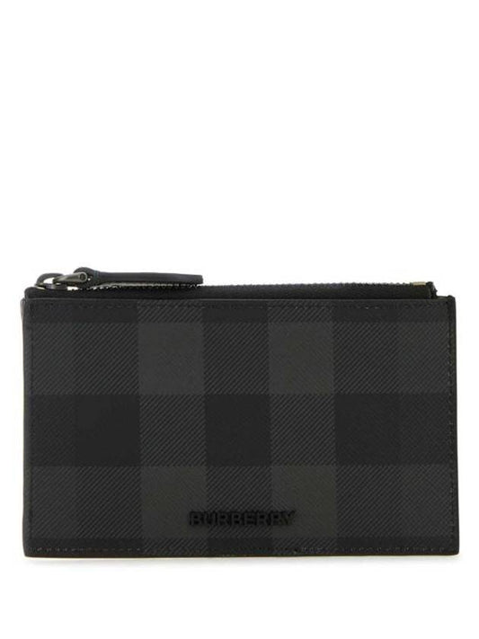 Luxury Burberry Check Zip Card Wallet Grey