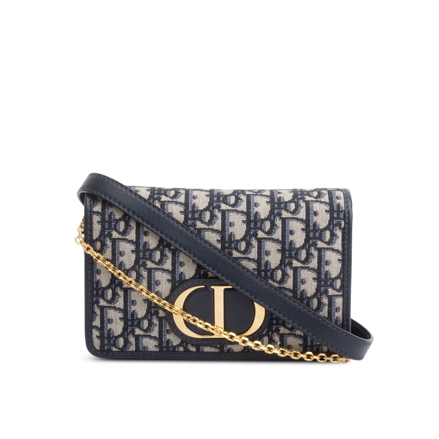 Christian Dior 2020 Navy Oblique 30 Montaigne 2-In-1 Pouch Bag