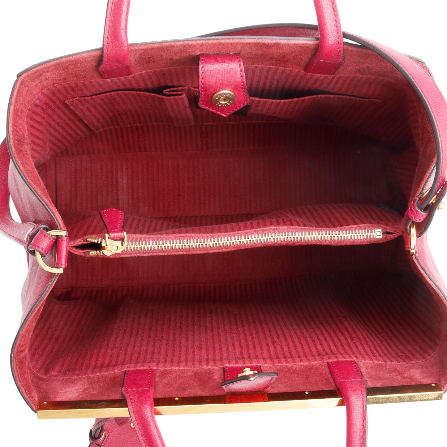 Fendi Red Vitello Elite Leather Medium 2Jours Tote