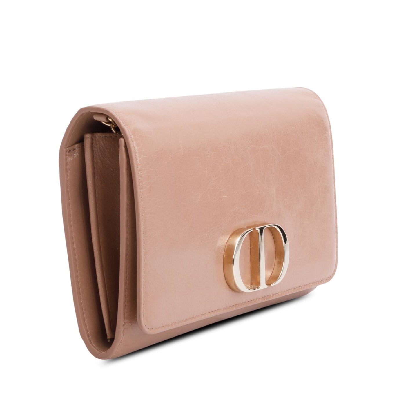 Christian Dior Beige Crinkled Leather 30 Montaigne Wallet on Chain