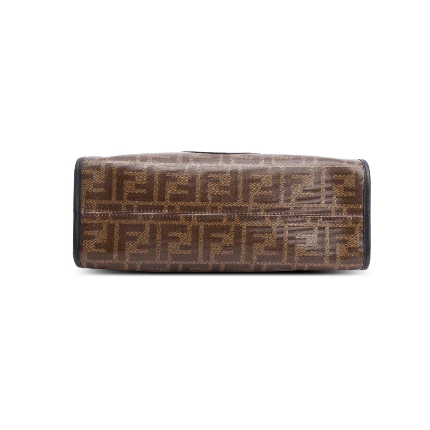 Fendi Brown FF Zucca Glazed Canvas Plexiglass Small Runaway Bag Tote