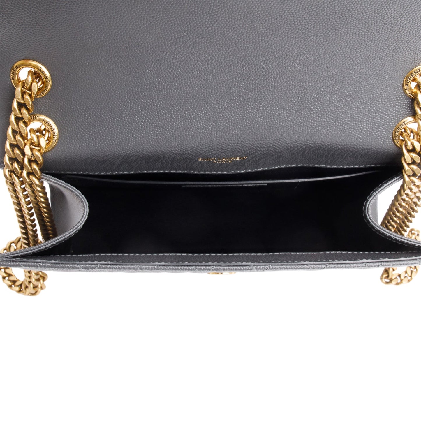 Saint Laurent 2022 Grey Grained De Poudre Medium Envelope Shoulder Bag