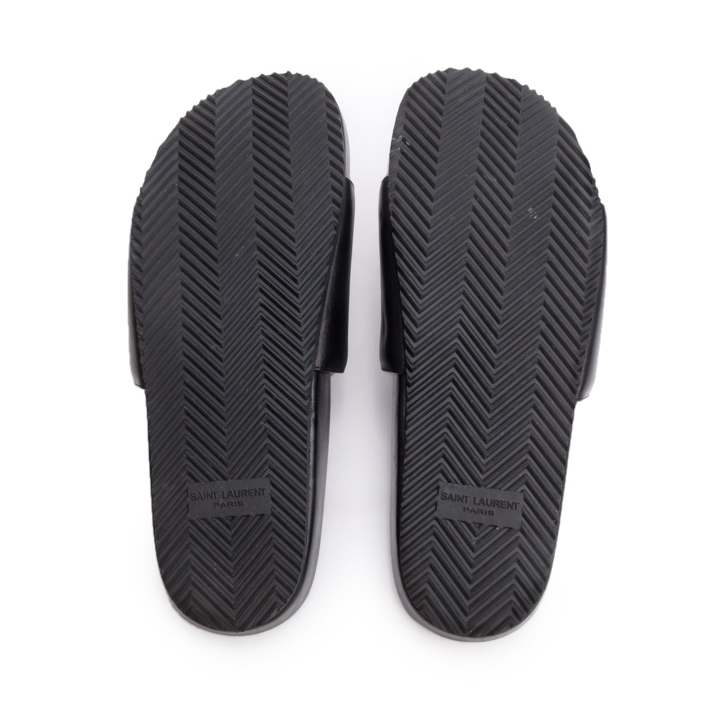 Saint Laurent Black Leather Joan Slide Sandals, Size 38.5