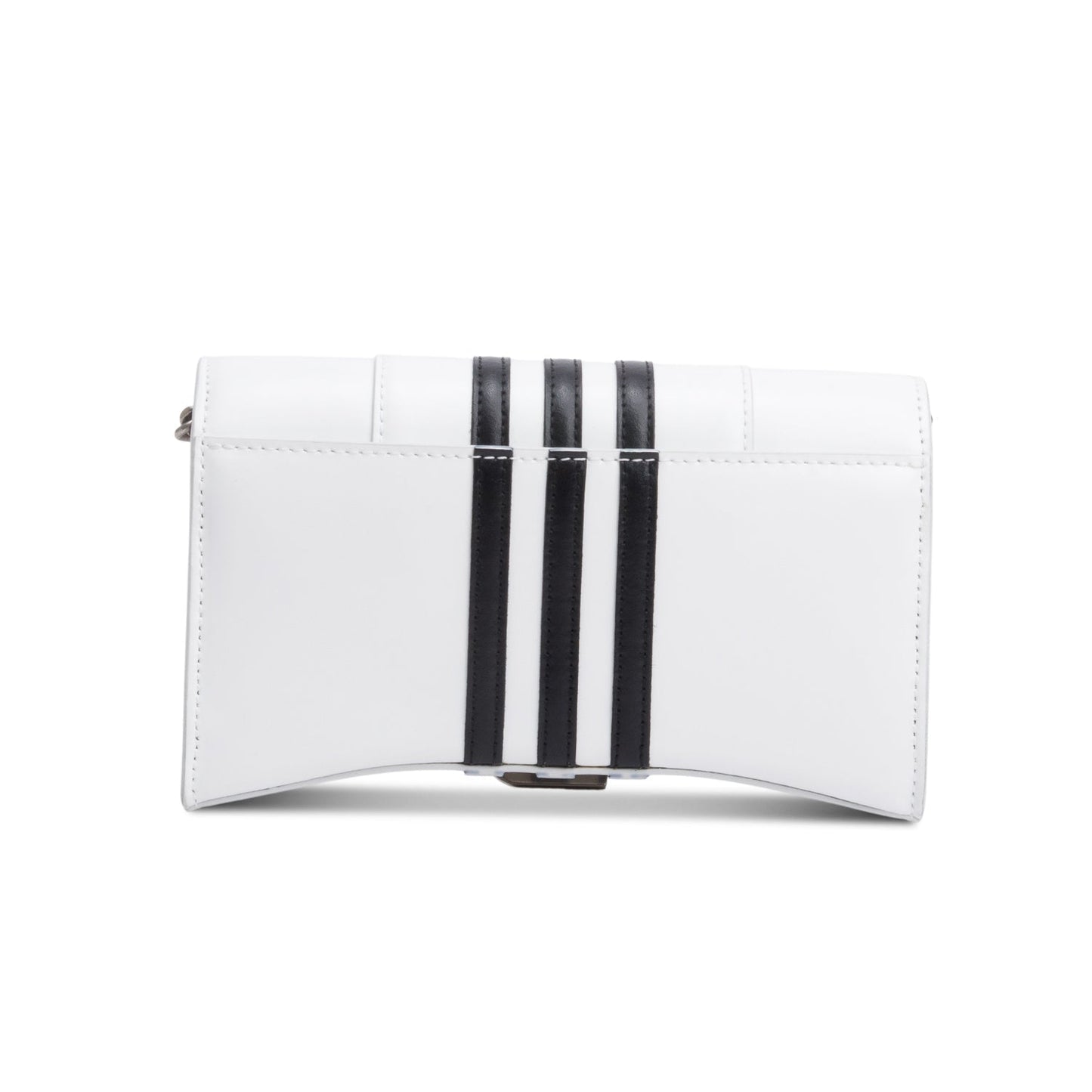 Balenciaga x Adidas White/Black Striped Leather Hourglass Chain Wallet