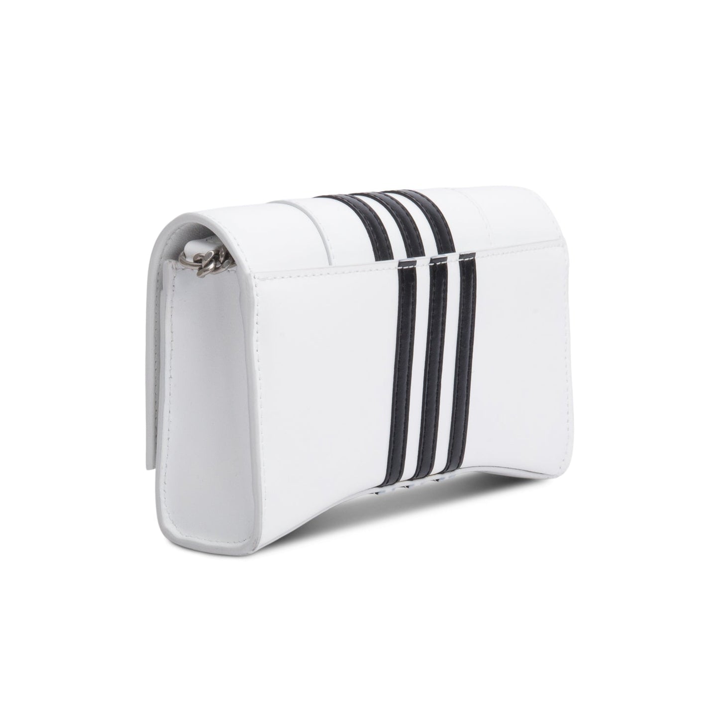 Balenciaga x Adidas White/Black Striped Leather Hourglass Chain Wallet