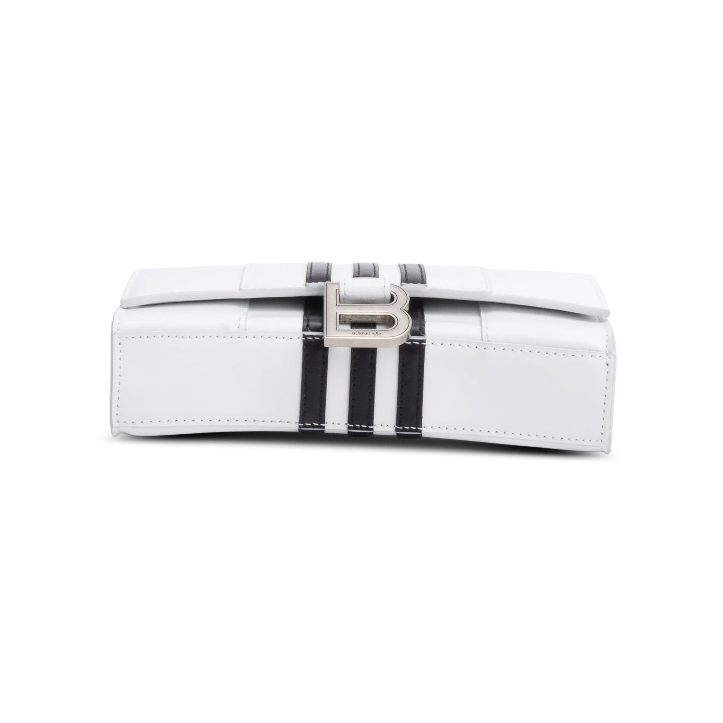 Balenciaga x Adidas White/Black Striped Leather Hourglass Chain Wallet