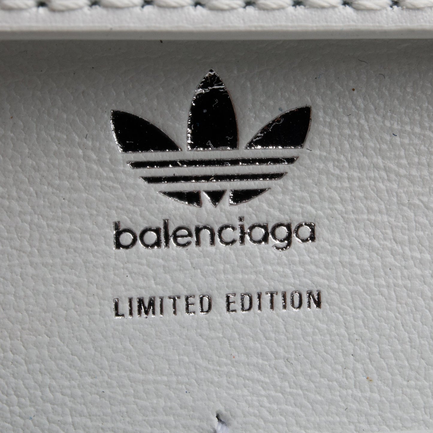 Balenciaga x Adidas White/Black Striped Leather Hourglass Chain Wallet