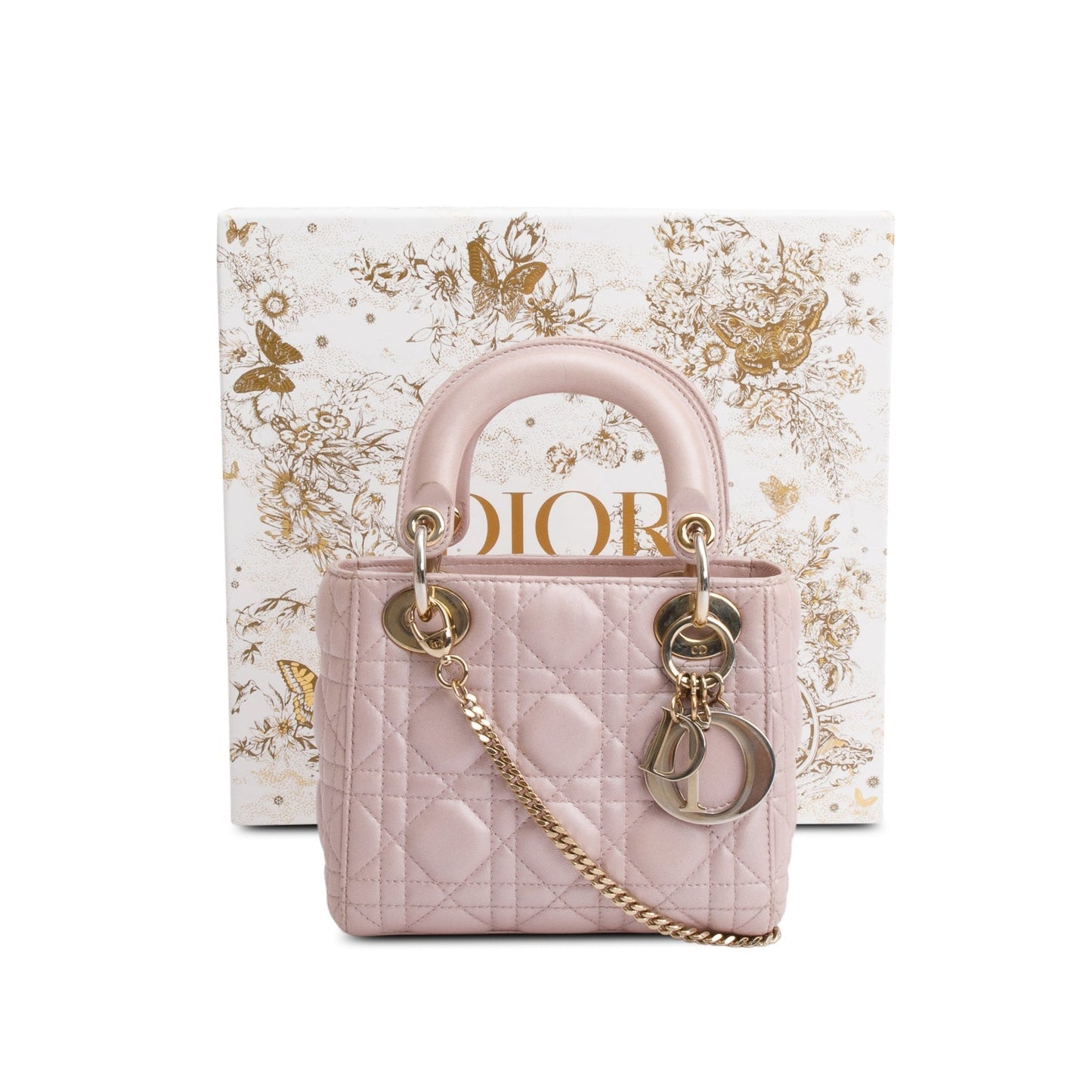 Christian Dior Pink Cannage Leather Mini Lady Dior Bag