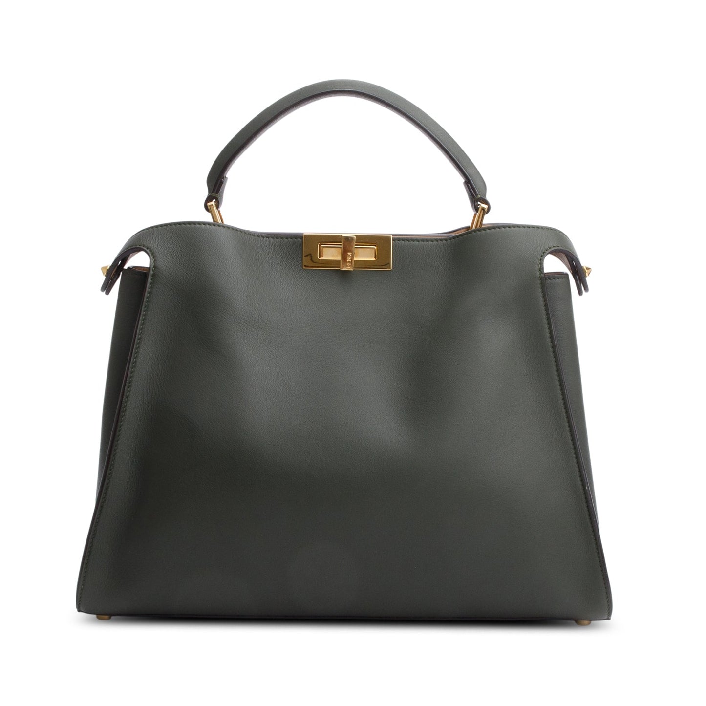 Fendi Green Soft Calfskin Leather Large Peekaboo Bag