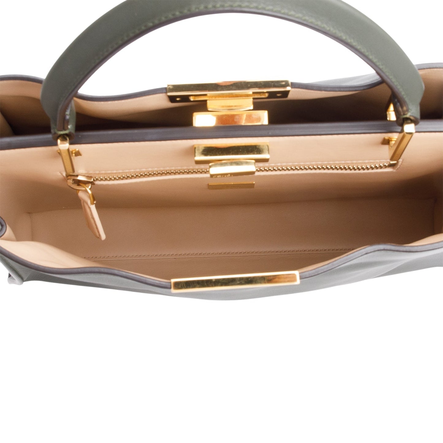 Fendi Green Soft Calfskin Leather Large Peekaboo Bag