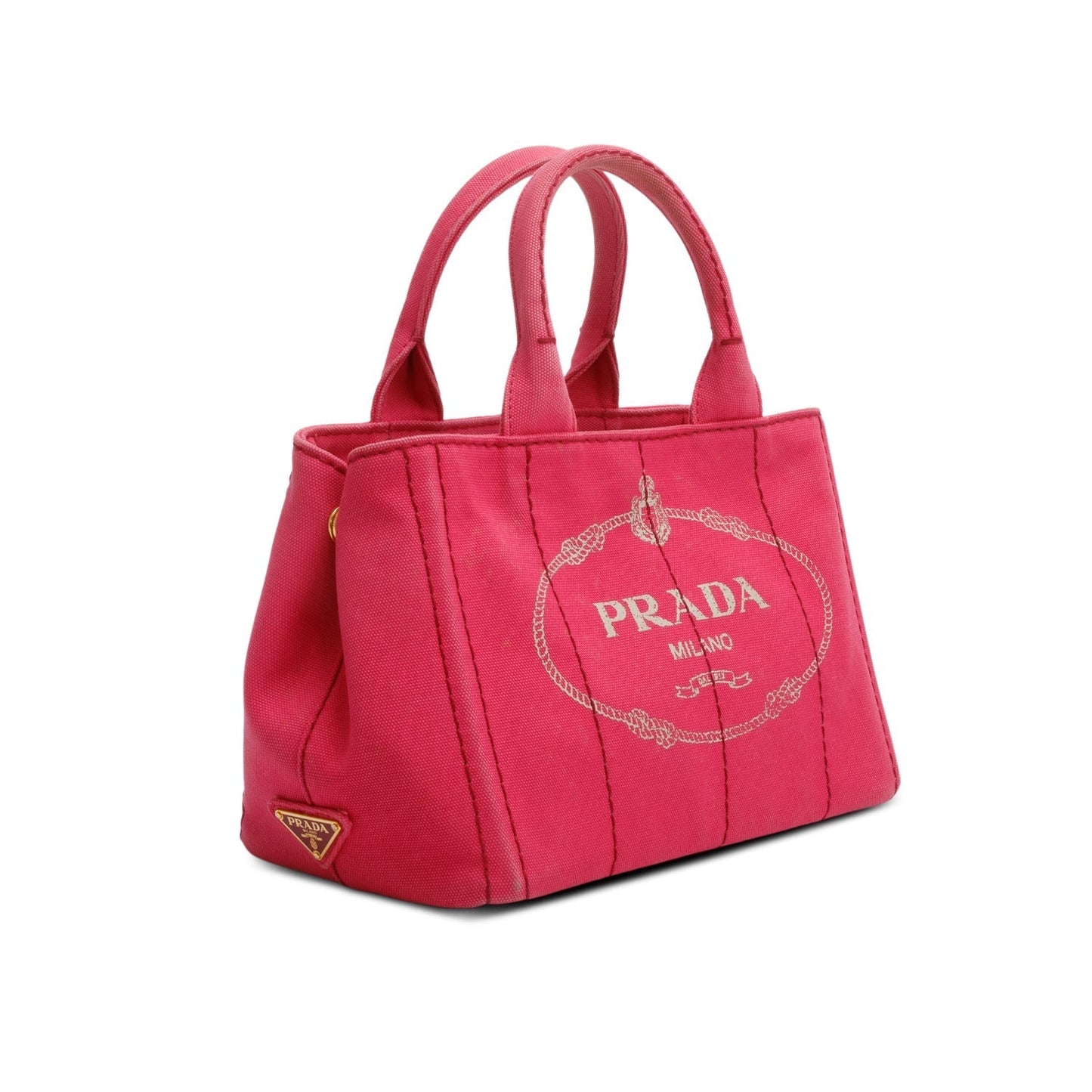 Prada Pink Canvas Small Canapa Logo Tote