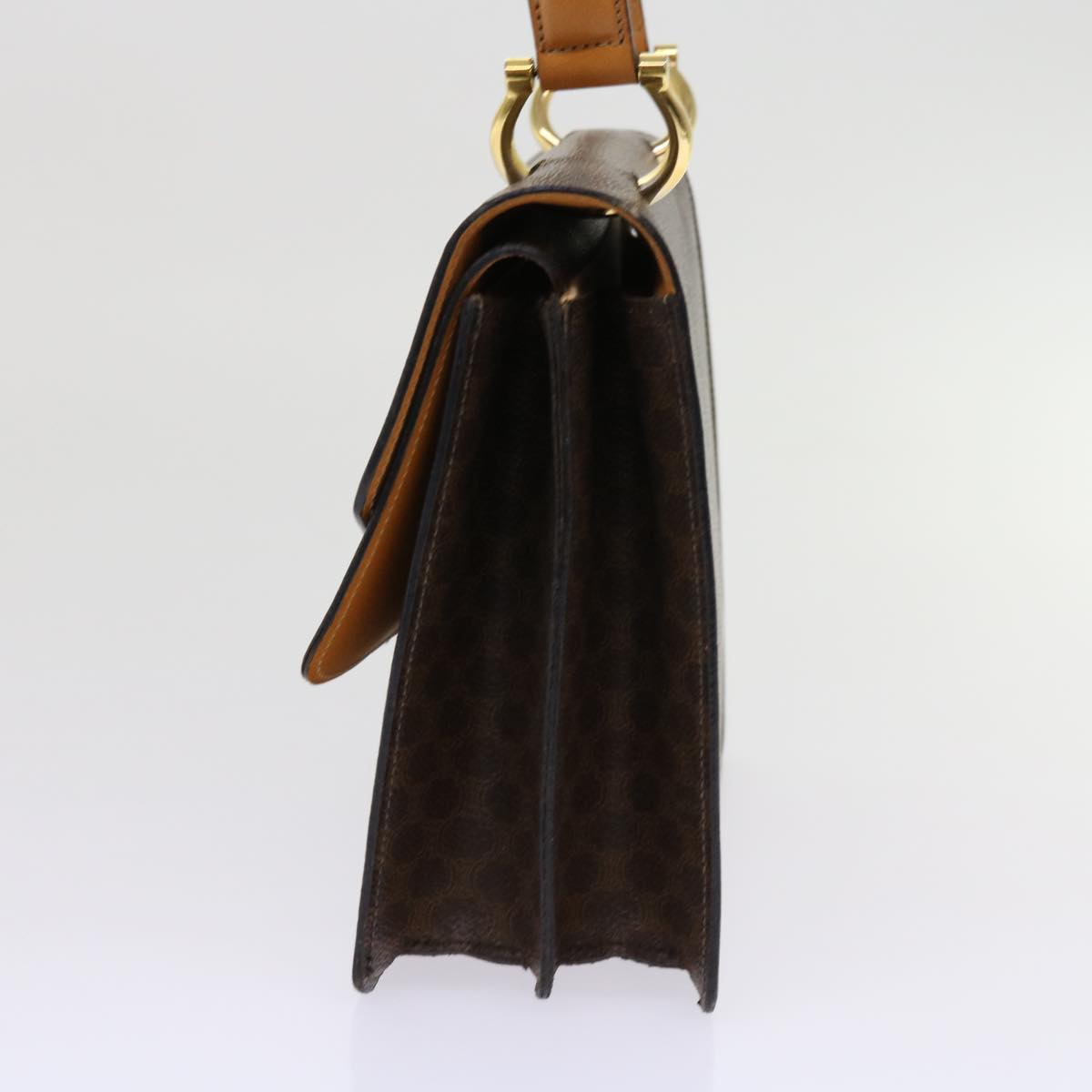 Luxury CELINE Macadam Canvas Hand Bag PVC Leather Brown  63307
