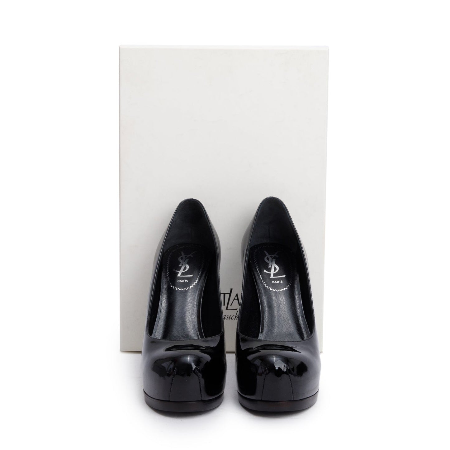 Saint Laurent Black Patent Leather Tribute Platform Pumps, Size 37