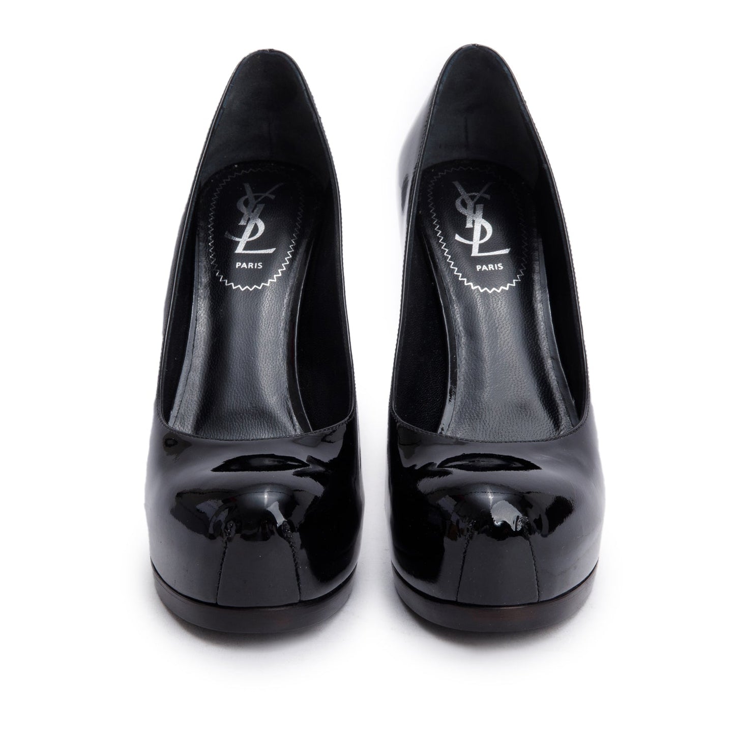 Saint Laurent Black Patent Leather Tribute Platform Pumps, Size 37